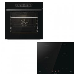 Gorenje BOS6737E06BG + GI6401BSC Φούρνος άνω Πάγκου 77lt με Επαγωγικές Εστίες Π59.5εκ. Μαύρος